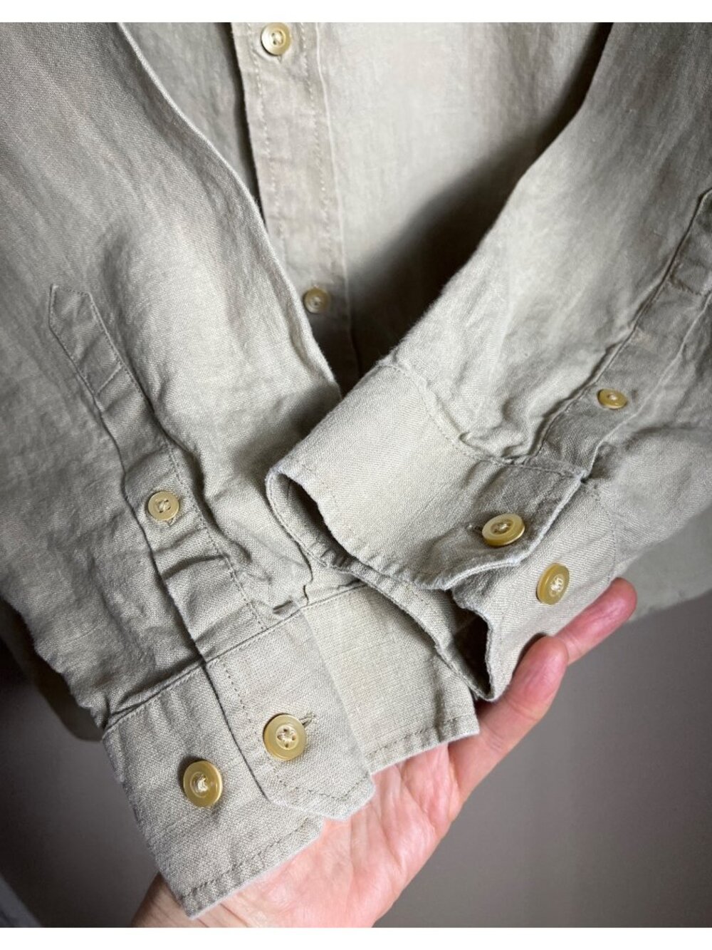 Vtg 06 Banana Republic Men 100% Linen Shirt Button Long Sleeve Casual Coastal XL - Picture 10 of 12